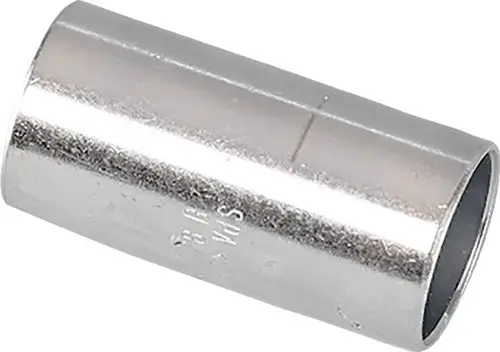 Verchromtes Metallrohr mit geradem, zylindrischem Design. Teil eines Heizsystems, geeignet für Temperatur- und Wärmemessung. Entwickelt von Bosch.